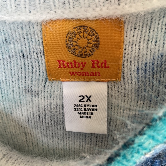 Relisted Ruby Rd sweater floral print ombré fuzzy pullover boho casual office 2X - Picture 12 of 17